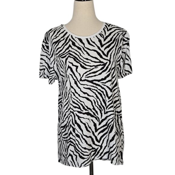 Zara Tops - ZARA Black White Zebra Print Short Sleeve Tunic Top Size Medium  EUC